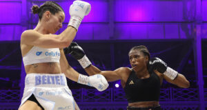 Caroline Dubois overcame Terri Harper by unanimous decision to become the unified WBC and WBO lightweight world champion at the Olympia Photo Credit: Most Valuable Promotions