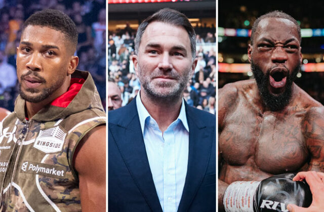 Eddie Hearn feels an Anthony Joshua vs Deontay Wilder clash is unlikely Photo Credit: Esther Lin/Mark Robinson/Most Valuable Promotions/MF Pro/David Cavan Eddie Hearn feels an Anthony Joshua vs Deontay Wilder clash is unlikely Photo Credit: Esther Lin/Mark Robinson/Most Valuable Promotions/MF Pro/David Cavan