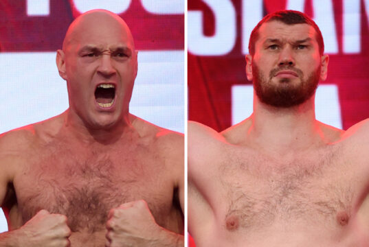 Tyson Fury weighed in heavier than Arslanbek Makhmudov Photo Credit: Richard Pelham/Getty Images for Netflix