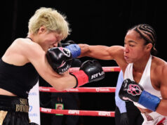 Alycia Baumgardner vs Bo Mi Re Shin – Results & Post-Fight Report Alycia Baumgardner overcame Bo Mi Re Shin by unanimous decision to retain her unified super featherweight world titles in New York Photo Credit: Most Valuable Promotions / Michelle Farsi