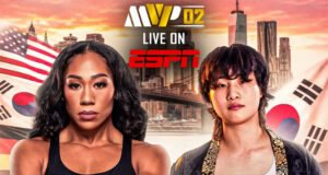 Alycia Baumgardner defends her unified super featherweight world titles against Bo Mi Re Shin in New York on Friday Photo Credit: Most Valuable Promotions