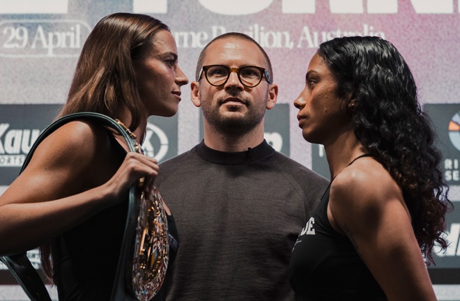 Nicolson and Turner face-to-face ahead of Wednesday's clash Photo Credit: Matchroom Boxing