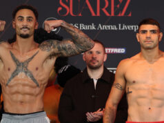 Ben Whittaker and Braian Suarez weighed in ahead of their clash in Liverpool on Saturday Photo Credit: Mark Robinson Matchroom Boxing