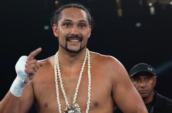 Teremoana destroyed Tupou in the first round. Photo: Darren Burns Matchroom Boxing 