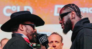 Chisora & Wilder face off ahead of their clash. Photo Credit: Misfits Boxing.