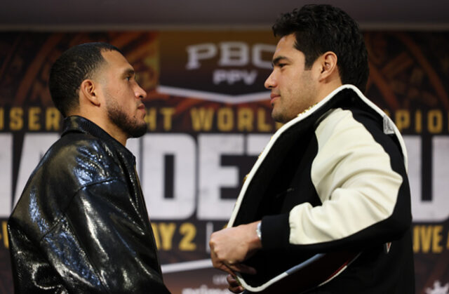 Benavidez and Ramirez face-to-face ahead of their world title showdown Photo Credit: Cris Esqueda/Golden Boy Promotions
