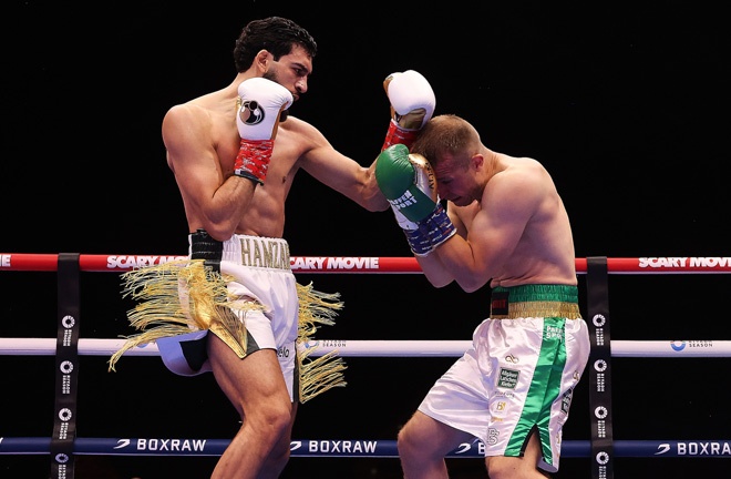 Hamzah Sheeraz stopped Alem Begic in two to become world champion. Photo Credit: Mark Robinson/ Matchroom Boxing