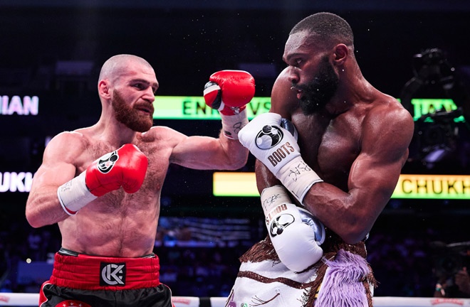 Chukhadzhian has won two in a row since losing to Ennis. Photo: Mark Robinson Matchroom Boxing