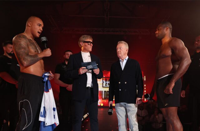 Simon Jordan oversaw Fabio Wardley & Daniel Dubois' final face off. Credit: Queensberry, Leigh Dawney Simon Jordan oversaw Fabio Wardley & Daniel Dubois' final face off. Credit: Queensberry, Leigh Dawney
