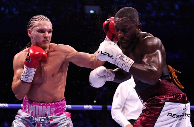 Rafferty forced Essuman to retire after the sixth round. Photo: Queensberry, Leigh Dawney
