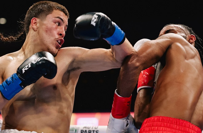 Espinoza stopped his fighter in the third round. Photo credit: Zachariah Delgado Boxing at Matchroom