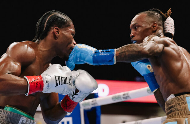 Foster and Ford battled it out in Texas. Photo Credit: Zachariah Delgado Matchroom Boxing Foster and Ford battled it out in Texas. Photo Credit: Zachariah Delgado Matchroom Boxing