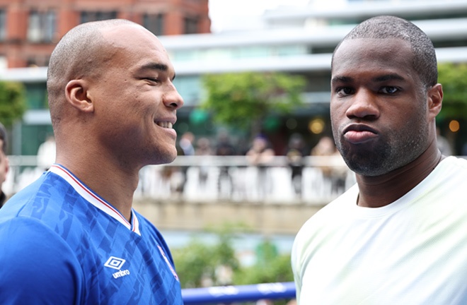 Fabio Wardley and Daniel Dubois traded words at their final press conference ahead of their world heavyweight title bout on Saturday Photo Credit: Leigh Dawney/Queensberry