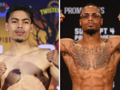 Angelo Leo defends his IBF featherweight world title against Ra'eese Aleem in Georgia on Saturday Photo Credit: Mikey Williams/Top Rank