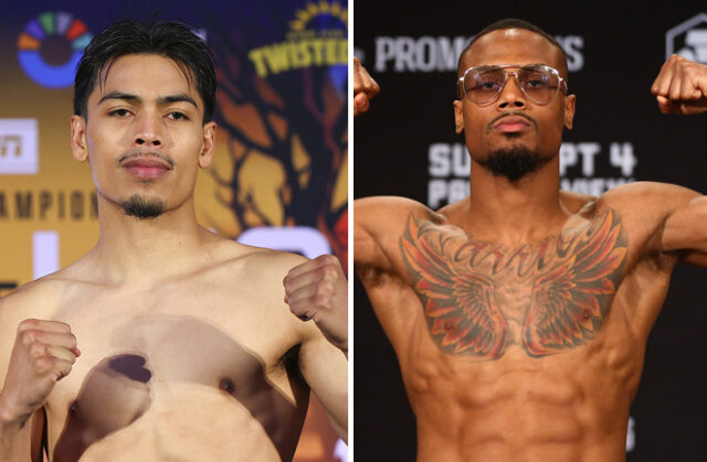 Angelo Leo defends his IBF featherweight world title against Ra'eese Aleem in Georgia on Saturday Photo Credit: Mikey Williams/Top Rank