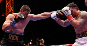 Rico Verhoeven was ahead on the scorecards against Oleksandr Usyk. Photo Credit: Mark Robinson/ Matchroom Boxing
