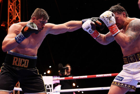 Rico Verhoeven was ahead on the scorecards against Oleksandr Usyk. Photo Credit: Mark Robinson/ Matchroom Boxing