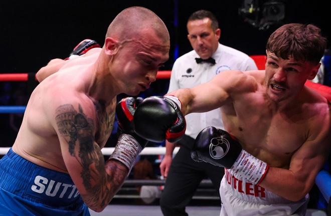 Cutler scored a TKO in the third round after Sutton was injured. Photo: Zuffa Boxing