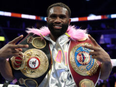 Jaron Ennis stopped Xander Zayas to become the unified WBA and WBO super welterweight world champion in Brooklyn Photo Credit: Cris Esqueda Matchroom Boxing