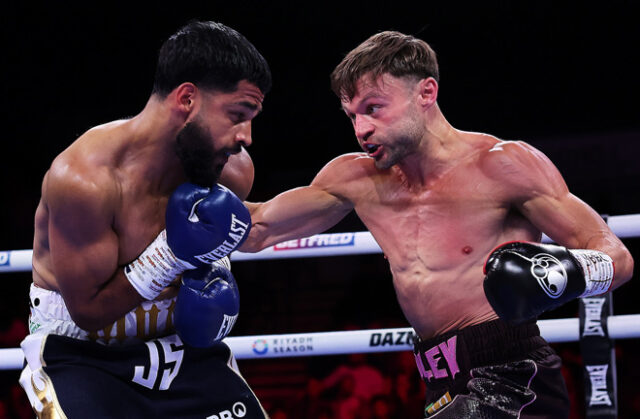Josh Padley retained his European super featherweight title with a split decision victory over Aqib Fiaz in Sheffield on Saturday Photo Credit: Mark Robinson Matchroom Boxing