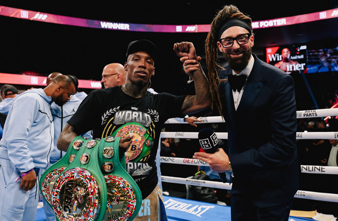 Foster holds the WBC super featherweight world title. Photo: Zachariah Delgado Matchroom Boxing