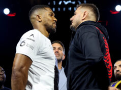 Joshua and Prenga face-to-face ahead of their July clash Photo Credit: Mark Robinson Matchroom Boxing