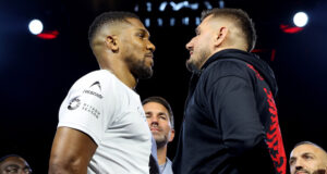 Joshua and Prenga face-to-face ahead of their July clash Photo Credit: Mark Robinson Matchroom Boxing