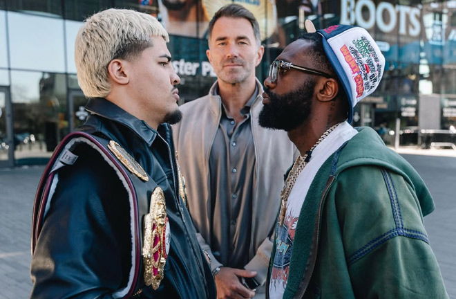 Zayas and Ennis face-to-face ahead of their clash Photo Credit: Matchroom Boxing