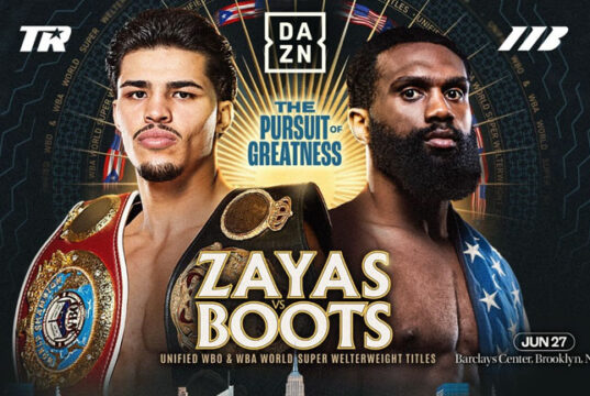 Xander Zayas defends his unified super welterweight world titles against Jaron Ennis in Brooklyn on Saturday, live on DAZN Photo Credit: Matchroom Boxing