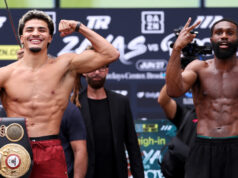 Xander Zayas weighed in heavier than Jaron Ennis at Friday's weigh in Photo Credit: Cris Esqueda Matchroom Boxing