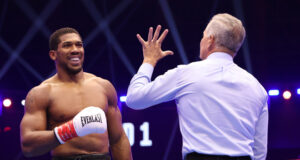 Anthony Joshua survived two knockdowns against Kristian Prenga Photo Credit: Mark Robinson Matchroom Boxing