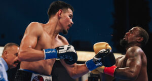 Diego Pacheco put a beating on Aleem. Photo Credit: Zachariah Delgado Matchroom Boxing