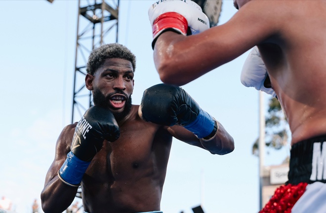 Andy Cruz got back to winning ways in California. Photo Credit: Zachariah Delgado Matchroom Boxing