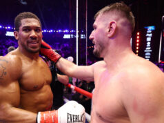 Anthony Joshua climbed off the canvas twice to knock out Kristian Prenga in the second round in Saudi Arabia Photo Credit: Mark Robinson Matchroom Boxing