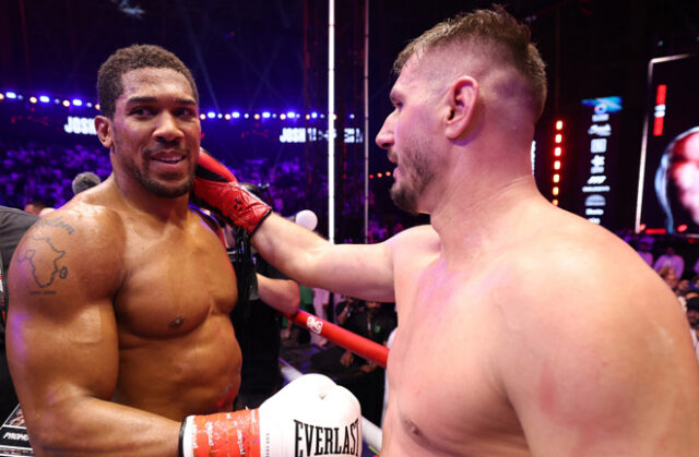 Anthony Joshua climbed off the canvas twice to knock out Kristian Prenga in the second round in Saudi Arabia Photo Credit: Mark Robinson Matchroom Boxing Anthony Joshua climbed off the canvas twice to knock out Kristian Prenga in the second round in Saudi Arabia Photo Credit: Mark Robinson Matchroom Boxing
