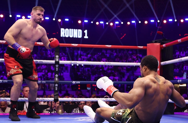 Prenga knocked Joshua down twice in the first round Photo Credit: Mark Robinson Matchroom Boxing