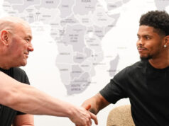 Shakur Stevenson alongside Zuffa Boxing boss Dana White Photo Credit: Zuffa Boxing