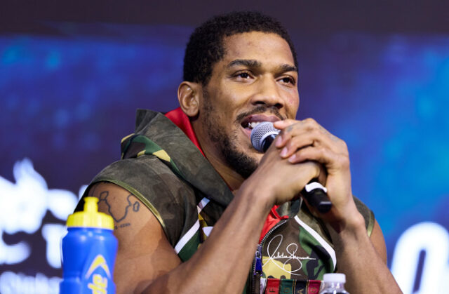 Anthony Joshua spoke to the media after he was dropped twice last time out. Photo Credit: Mark Robinson/ Matchroom