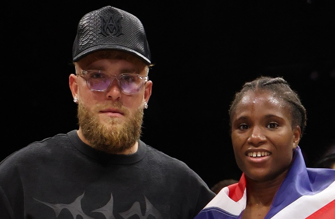 Caroline Dubois pictured with Jake Paul after Amelia Moore win. Photo Credit: Most Valuable Promotions