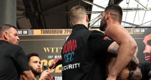 Moses Itauma and Filip Hrgovic came to blows at the weigh in Photo Credit: Photo Credit: Queensberry
