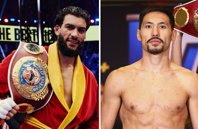 Hamzah Sheeraz has been ordered to defend his WBO super middleweight world title against Janibek Alimkhanuly Photo Credit: Mark Robinson Matchroom Boxing/Mikey Williams/Top Rank via Getty Images