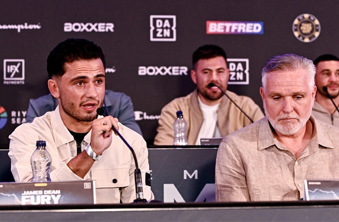 Peter and James Dean Fury ahead of professional debut. Photo credit: Chris Dixon/ BOXXER