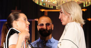 Mayer and Cameron face-to-face ahead of Saturday's showdown Photo Credit: Most Valuable Promotions