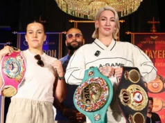 Mikaela Mayer faces Chantelle Cameron for the WBC, WBA and WBO super welterweight titles in Birmingham on Saturday Photo Credit: Most Valuable Promotions