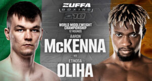 Aaron McKenna meets Etinosa Oliha for the vacant IBF middleweight world title in Dublin on Saturday Photo Credit: Zuffa Boxing