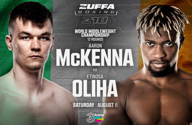Aaron McKenna meets Etinosa Oliha for the vacant IBF middleweight world title in Dublin on Saturday Photo Credit: Zuffa Boxing Aaron McKenna meets Etinosa Oliha for the vacant IBF middleweight world title in Dublin on Saturday Photo Credit: Zuffa Boxing