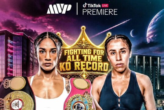 Amanda Serrano faces Lucrecia Anabella Manzur in a featherweight world title clash in California on Friday, live on Tik Tok Photo Credit: MVP
