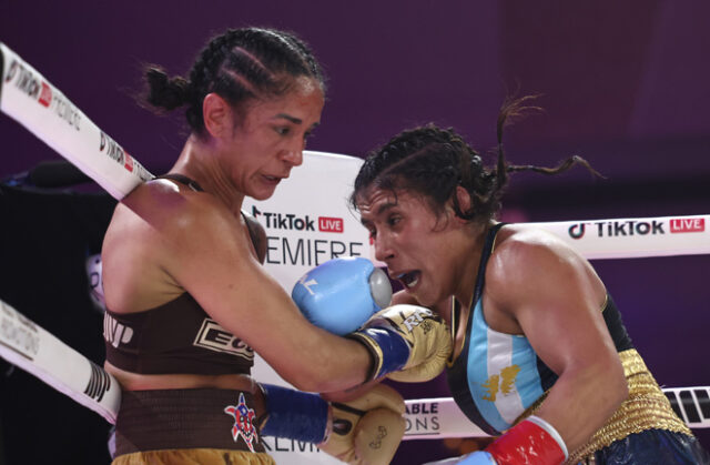 Amanda Serrano edged past Lucrecia Anabella Manzur in California Photo Credit: Most Valuable Promotions Amanda Serrano edged past Lucrecia Anabella Manzur in California Photo Credit: Most Valuable Promotions