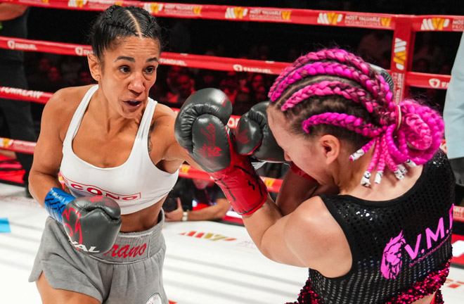 Serrano stopped Hanson in two rounds Photo Credit: Cooper Neill / Most Valuable Promotions