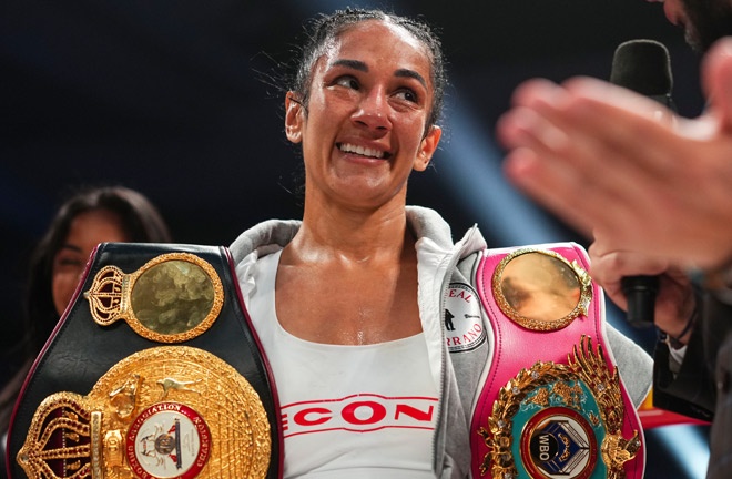 Serrano puts her WBO and WBA titles on the line against Manzur Photo Credit: Cooper Neill / Most Valuable Promotions